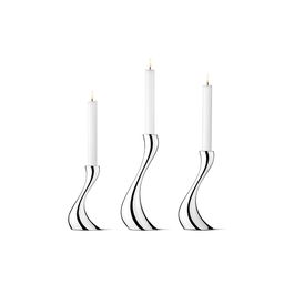 Georg Jensen Set 3 Candelabros Cobra Acero Pulido 16-20-24 cm
