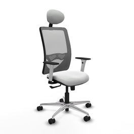PIQUERAS Y CRESPO Silla de oficina Zulema con mecanismo Sincro, Tela Blanca y Malla Gris