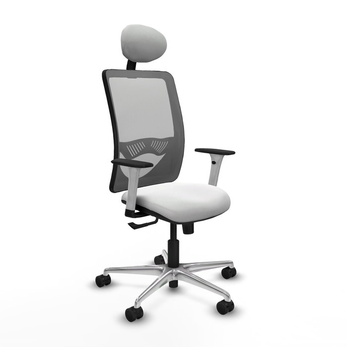 PIQUERAS Y CRESPO Silla de oficina Zulema con mecanismo Sincro, Tela Blanca y Malla Gris PIQUERAS Y CRESPO Silla de oficina Zulema con mecanismo Sincro, Tela Blanca y Malla Gris