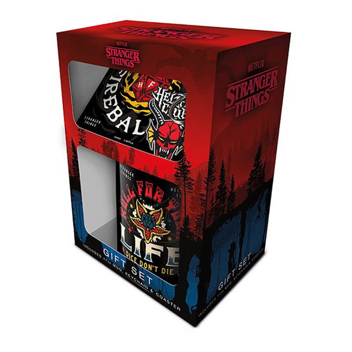 Stranger Things Juego de taza, posavasos y llavero Hellfire