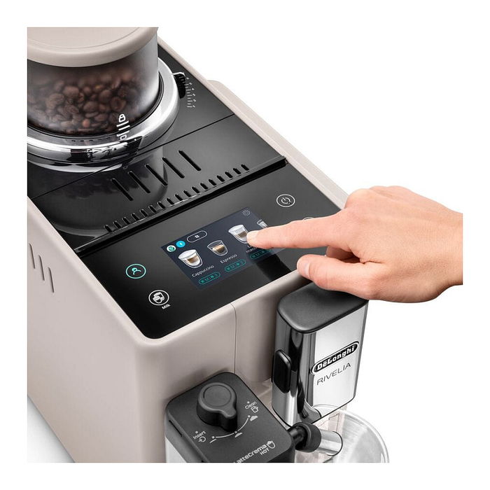 DeLonghi Rivelia Cafetera Superautomática con Espumador de Leche, Beige