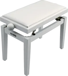 QUIKLOK Banqueta Piano Deluxe PB100 Madera Blanca Mate Imitación Cuero Ajustable