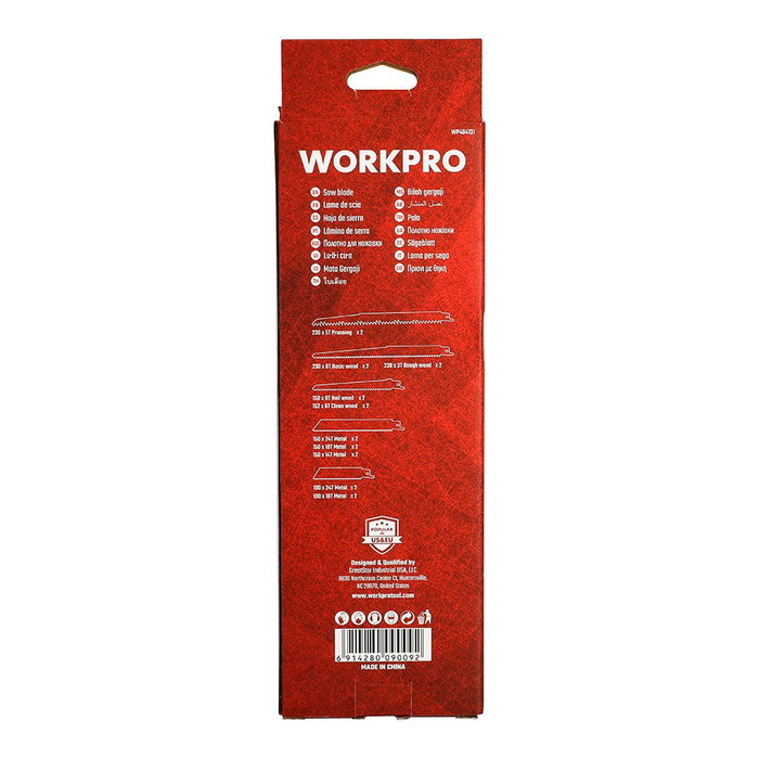 Workpro Juego de 20 Hojas de Sierra Sable Mixtas para Metal, Madera y Poda (100 mm, 150 mm, 152 mm, 230 mm)