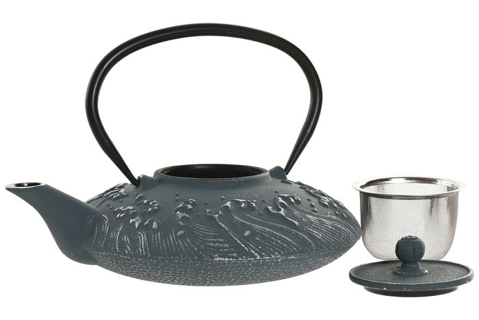 DKD Home Decor Tetera Oriental Azul Blanco Hierro Colado Inox 2 Unidades 14 x 21 x 17.5 cm