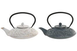 DKD Home Decor Tetera Oriental Azul Blanco Hierro Colado Inox 2 Unidades 14 x 21 x 17.5 cm