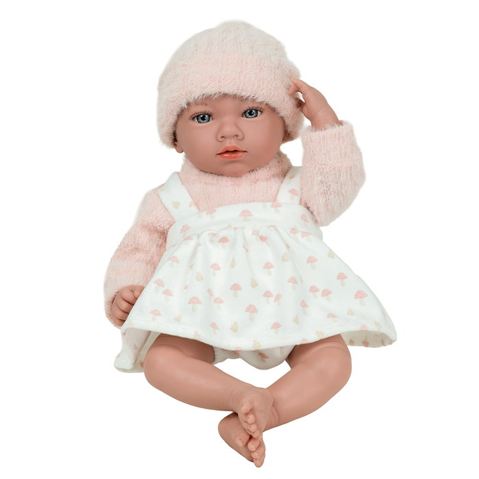 Muñecas Arias Muñeca Elegance 40 Cm Aria Beige con Cojín, Chupete, Pañal y Libro de Familia - Cuerpo Blandito y Vinilo Suave