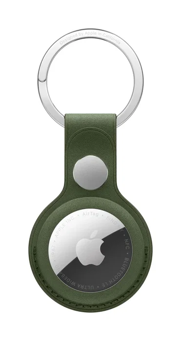 Apple MGFX4ZM/A Llavero para AirTag - Tipo Anillo, Color Verde Moss, Material Microtwill y Acero Inoxidable, Accesorio para Localizador GPS