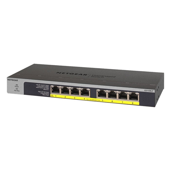 NETGEAR GS108LP-100EUS Switch Gigabit No Administrado 8 Puertos con PoE+, Montaje Rack 1U, Conectividad 10/100/1000 Mbps, Presupuesto PoE 60W NETGEAR GS108LP-100EUS Switch Gigabit No Administrado 8 Puertos con PoE+, Montaje Rack 1U, Conectividad 10/100/1000 Mbps, Presupuesto PoE 60W