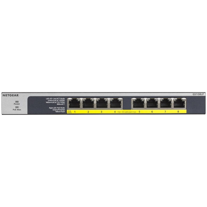 NETGEAR GS108LP Switch Gigabit No Administrado 8 Puertos PoE+ NETGEAR GS108LP Switch Gigabit No Administrado 8 Puertos PoE+