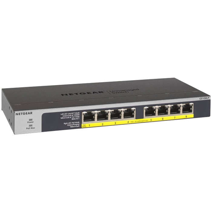 NETGEAR GS108LP Switch Gigabit No Administrado 8 Puertos PoE+ NETGEAR GS108LP Switch Gigabit No Administrado 8 Puertos PoE+