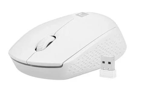 Natec STORK Ratón Óptico Inalámbrico RF 1600 DPI Ambidiestro para Hogar, Blanco, con Receptor USB
