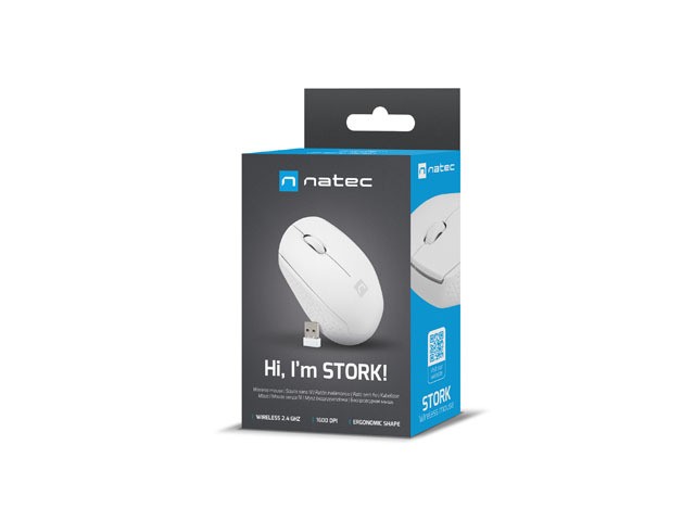 Natec Ratón Stork Óptico Inalámbrico 1600 DPI Blanco