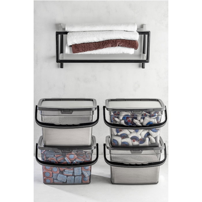 Hermia KARE4LDTRJN4LU Set de 4 Cajas de Almacenaje de Plástico, Antracita, 23 x 16 x 18 cm
