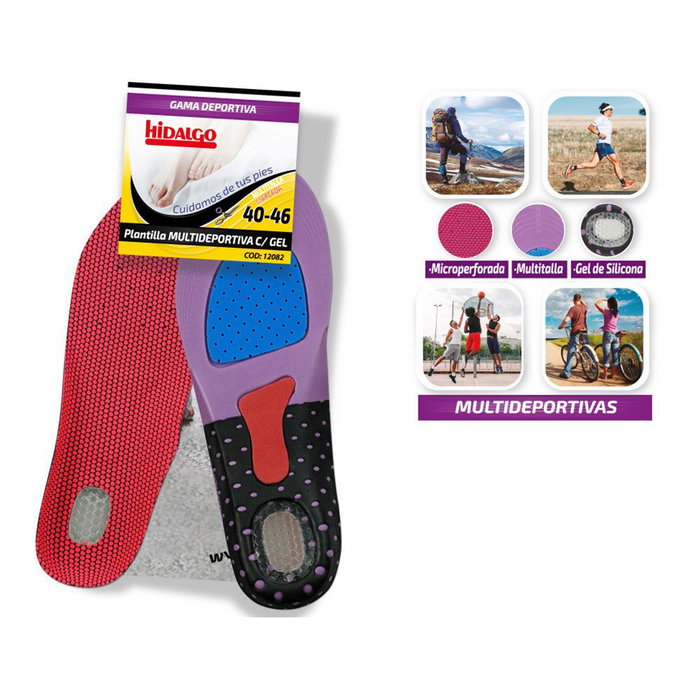 Hidalgo Plantilla Multideportiva Gel Talla 40-46 Recortable Transpirable Amortiguación Confort Estabilidad