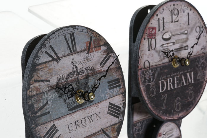 DKD Home Decor Reloj de Pared Cottage Beige Negro 14 x 19 x 5 cm
