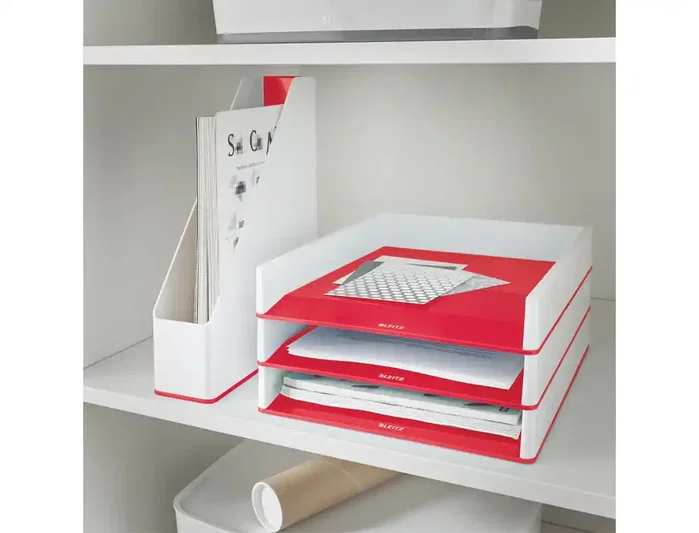LEITZ WOW DUAL Bandeja de sobremesa Rojo metalizado/Blanco