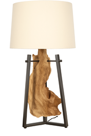 DKD Home Decor Lámpara de Sobremesa Teca y Hierro 40x40x76