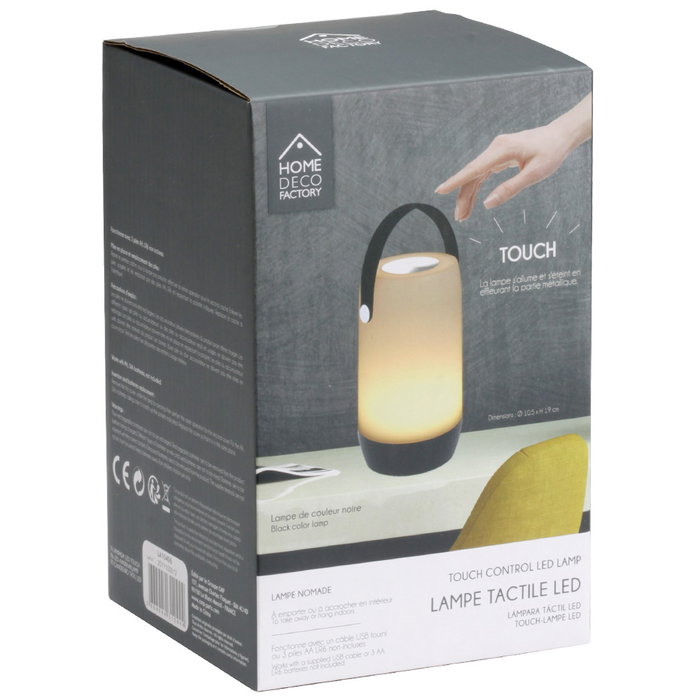 Home Deco Factory Lámpara Led Táctil Negra con Asa Interior y Exterior Portátil Home Deco Factory Lámpara Led Táctil Negra con Asa Interior y Exterior Portátil