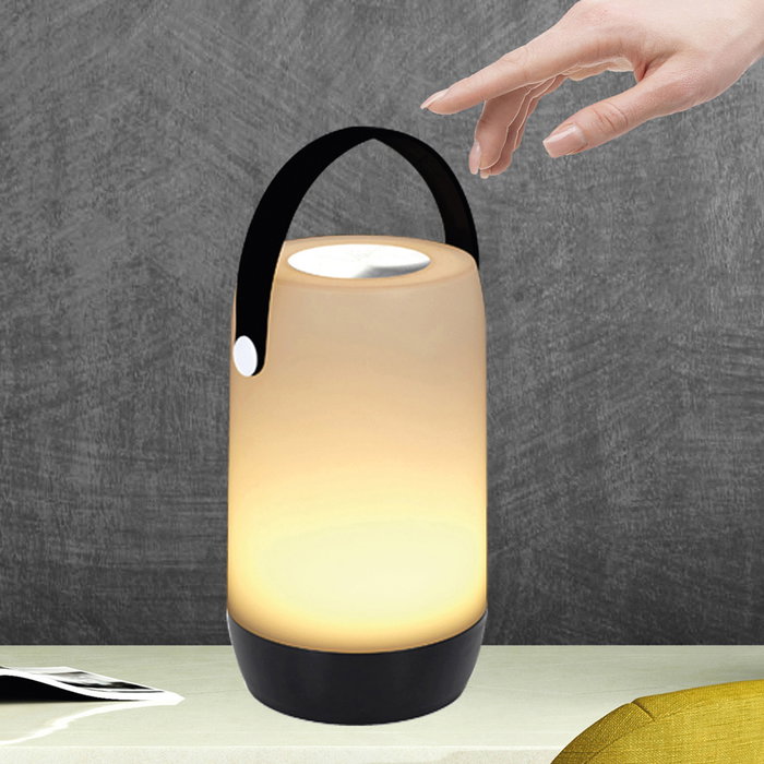 Home Deco Factory Lámpara Led Táctil Negra con Asa Interior y Exterior Portátil Home Deco Factory Lámpara Led Táctil Negra con Asa Interior y Exterior Portátil