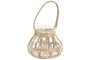 DKD Home Decor Portavelas de Cristal y Mimbre Natural 16x16x12 cm