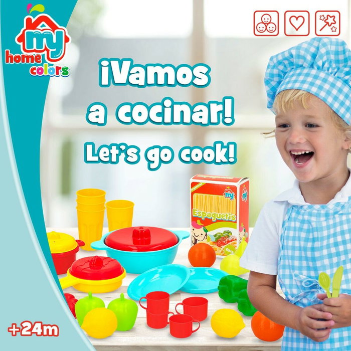 Set de Alimentos de Juguete Colorbaby Menaje y utensilios de cocina 31 Piezas (6 Unidades)