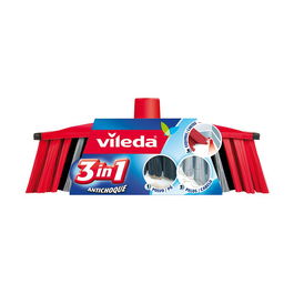 Vileda Universal 3 en 1 antichoque Cepillo escoba 3 action Recambio Doméstica Plástico Rojo