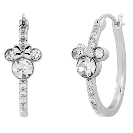 Disney Pendientes Aro Minnie Mouse Bañados en Plata con Piedras de Colores