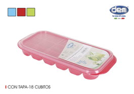 Dem Cubitera 18 Cubitos con Tapa Medidas 25,7x11,5x3,5 cm (24 Unidades)