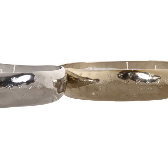 DKD Home Decor Set de 2 Velas de Cera Parafina de 500 g, 3 Mechas, Dorado y Plateado