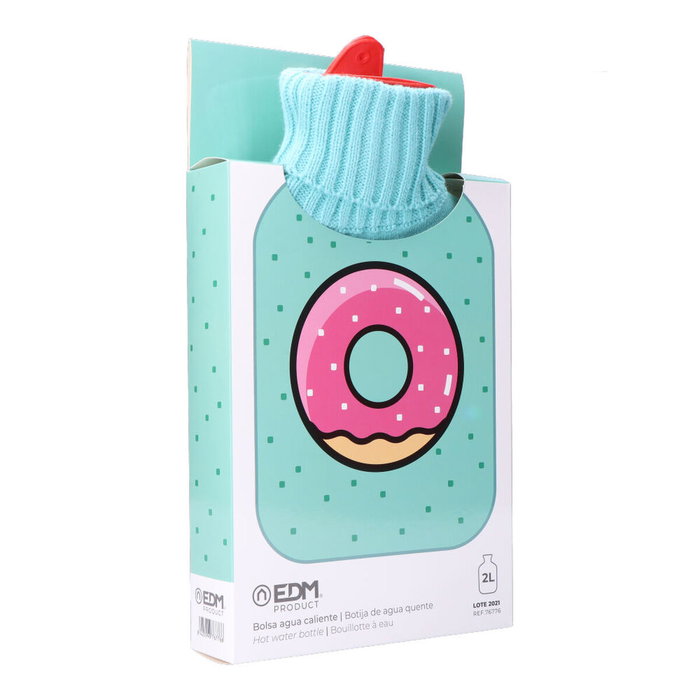 Edm Bolsa de agua caliente 2 l modelo donut glaseado verde agua