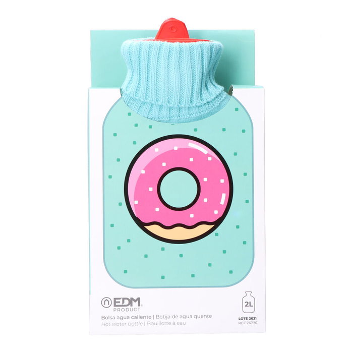 Edm Bolsa de agua caliente 2 l modelo donut glaseado verde agua