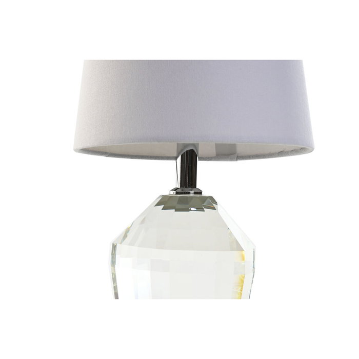 DKD Home Decor Lámpara de Sobremesa de Cristal y Lino Transparente y Blanco DKD Home Decor Lámpara de Sobremesa de Cristal y Lino Transparente y Blanco