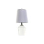 DKD Home Decor Lámpara de Sobremesa de Cristal y Lino Transparente y Blanco