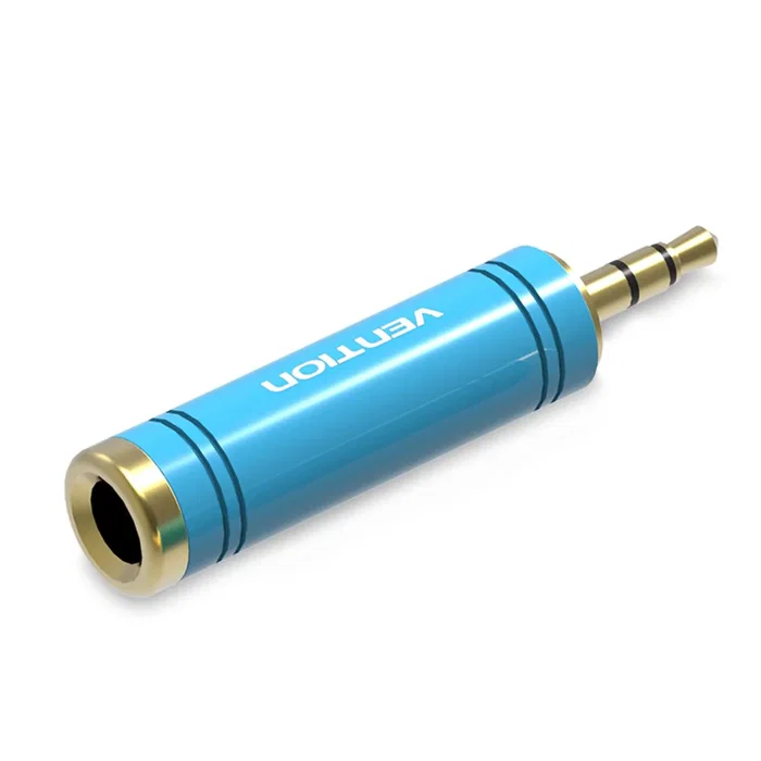 Vention VAB-S04-L Adaptador de Conector Audio 3.5mm Macho a 6.5mm Hembra, Chapado en Oro 24K, Cuerpo de Metal, Color Azul