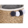 DKD Home Decor Set de 3 Cestas de Fibra y Algodón con Pompón, Natural/Gris/Blanco