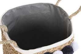 DKD Home Decor Cesta Boho Natural Gris Oscuro Fibra Algodón Set 3 Piezas 37x36x41 cm