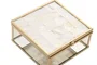 DKD Home Decor Joyero de Cristal y Metal Nácar Blanco