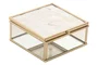 DKD Home Decor Joyero de Cristal y Metal Nácar Blanco