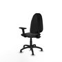 Silla de oficina Algarra con mecanismo Contacto permanente básico tapizada con Similpiel color Gris oscuro. Equipada con Base poliamida negra, Brazos 2Dy Topes