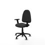 Silla de oficina Algarra con mecanismo Contacto permanente básico tapizada con Similpiel color Gris oscuro. Equipada con Base poliamida negra, Brazos 2Dy Topes