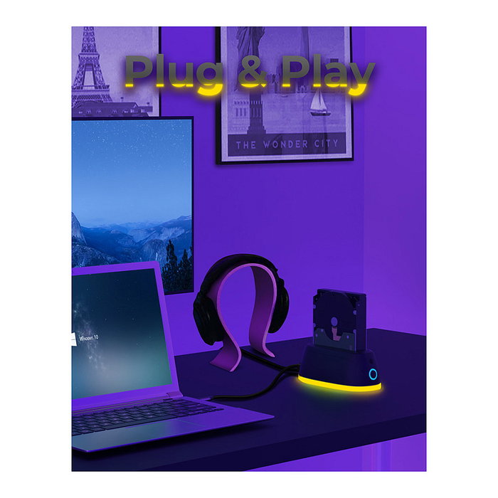 ICY BOX IB-1124L-C3 Docking Station para Discos Duros/SSD SATA de 2.5" y 3.5" - USB 3.2 Gen 1 (5 Gbit/s) - Hot Swap, Plug & Play - Color Negro