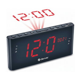 Denver CPR-710 Reloj Despertador Digital LED Negro Radio PLL 2 Alarmas Proyección Tiempo