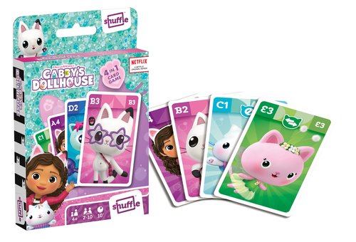 Shuffle Baraja de cartas infantil 4 en 1 Gabby's Dollhouse