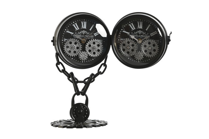 DKD Home Decor Reloj Sobremesa Loft Negro Plateado Metal Cristal 18 x 17 x 33 cm DKD Home Decor Reloj Sobremesa Loft Negro Plateado Metal Cristal 18 x 17 x 33 cm