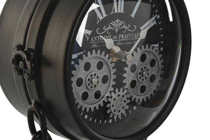DKD Home Decor Reloj Sobremesa Loft Negro Plateado Metal Cristal 18 x 17 x 33 cm DKD Home Decor Reloj Sobremesa Loft Negro Plateado Metal Cristal 18 x 17 x 33 cm