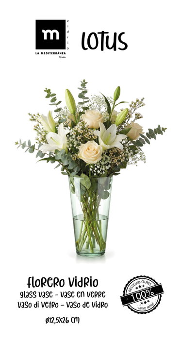La Mediterranea Florero de Vidrio Lotus H26xø12.5cm La Mediterranea Florero de Vidrio Lotus H26xø12.5cm
