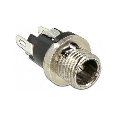 DeLOCK 89910 Conector DC 5.5 x 2.1 mm Buchse para Montaje, Versión para Soldar, 1 Pieza