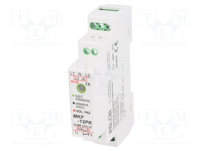 POLLIN MKF-12PK Relé de monitorización de tensión SPDT para raíl DIN POLLIN MKF-12PK Relé de monitorización de tensión SPDT para raíl DIN