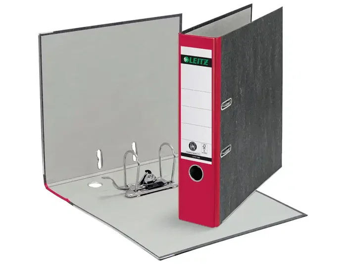 Leitz Archivador de palanca cartón jaspeado DIN A4 lomo 80 mm rojo