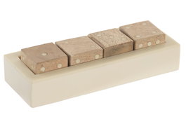 DKD Home Decor Juego Set 2 Mango Resina con Dados Blanco